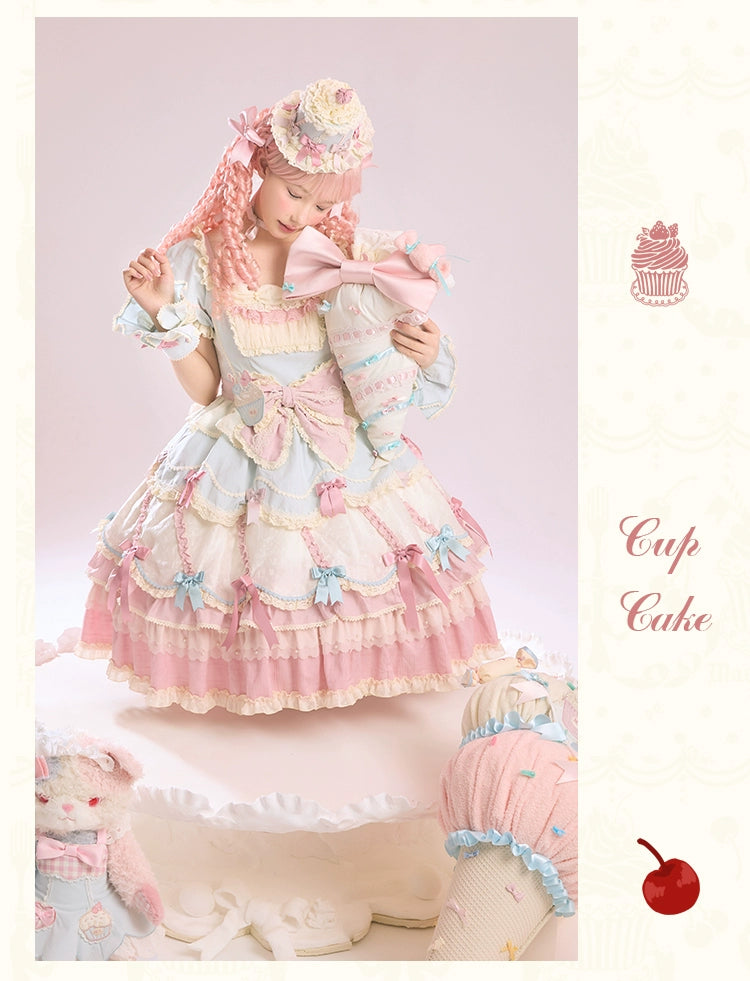 Mademoiselle Pearl~Cup Cake~Sweet Lolita OP Dress Kawaii Lolita JSK SK   