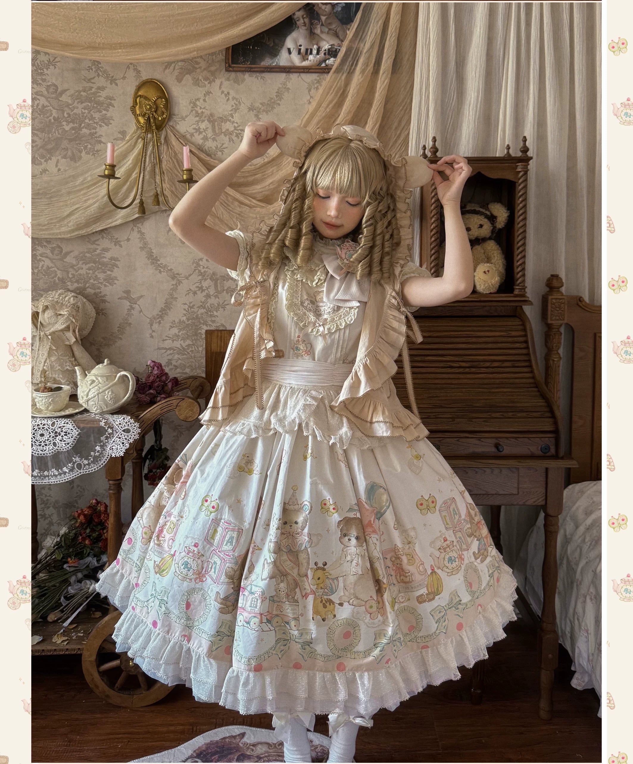 Toy Box - Doll-like Kawaii Lolita OP Dress, Toys Print 44494:812809