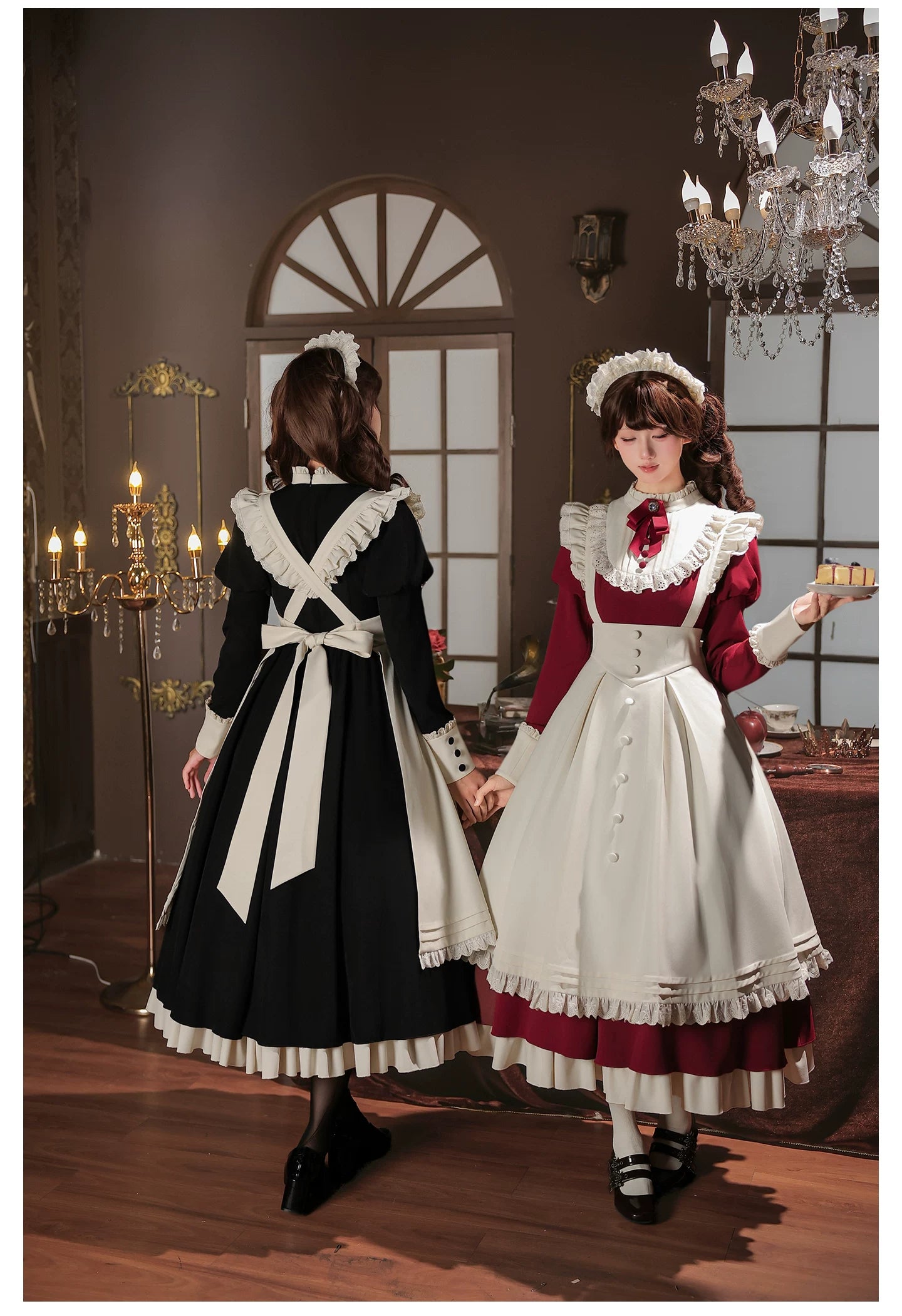 Miss Lita - Classic Lolita Maid OP Dress, Adjustable Flutter Sleeve Apron 45858:865804
