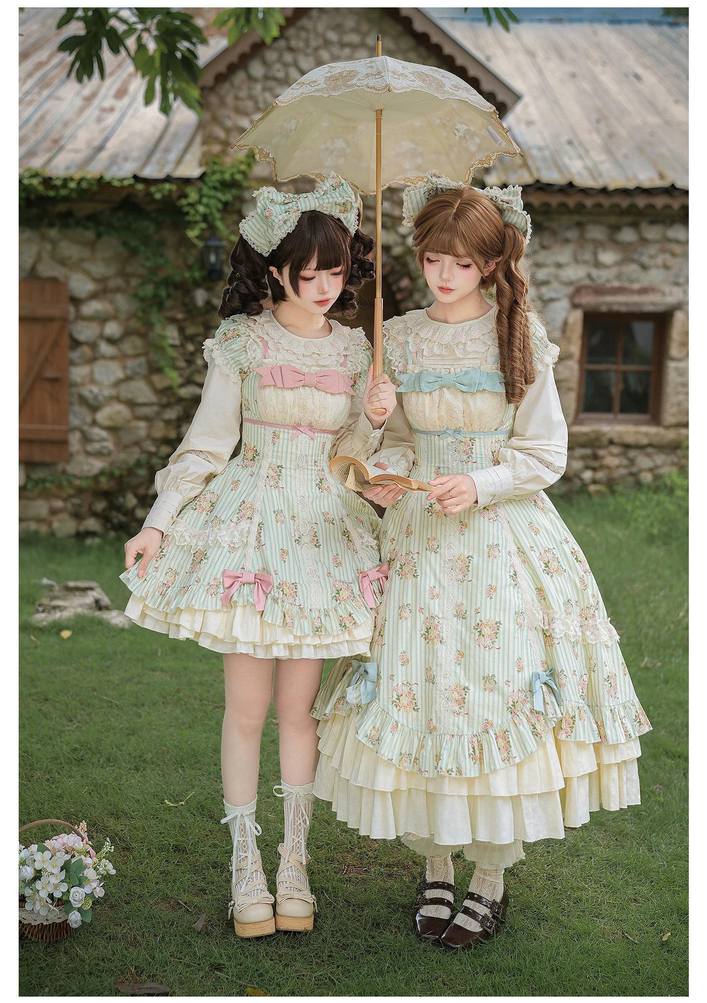 Meeting Austen - Cotton Classic Lolita Rose Printed OP Dress 45736:860004