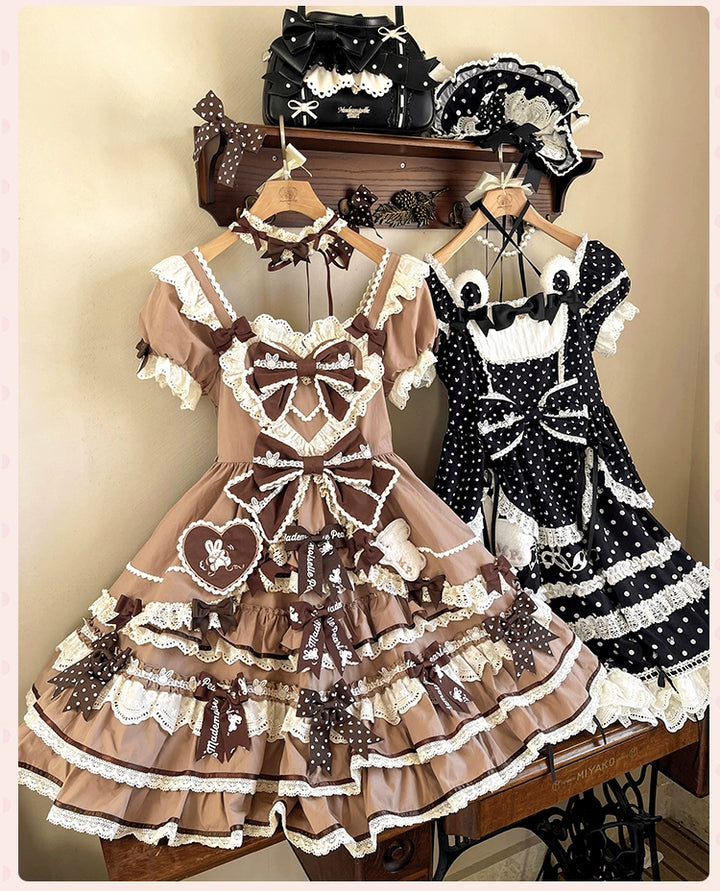 Mademoiselle Pearl~Bow Rabbit~IP Collab Sweet Lolita OP in Multiple Styles 43054:763688