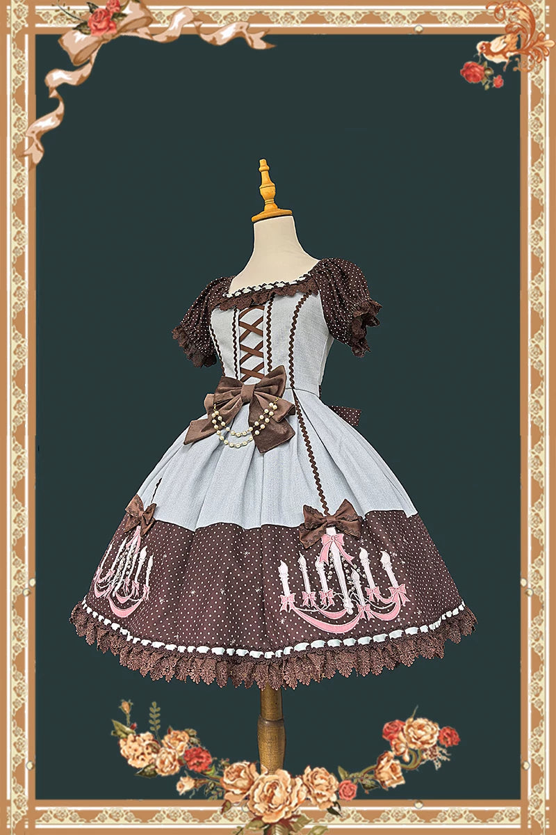 Chandelier - Old School Lolita Dress, Polka Dot, Chandelier Print 44388:806689
