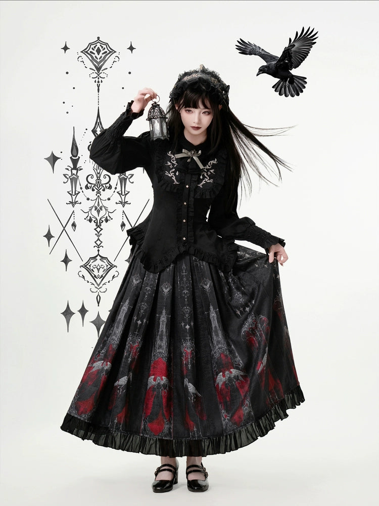 Luoluan Lolita - Fallen Angel - Printed Gothic Lolita Skirt Outfit