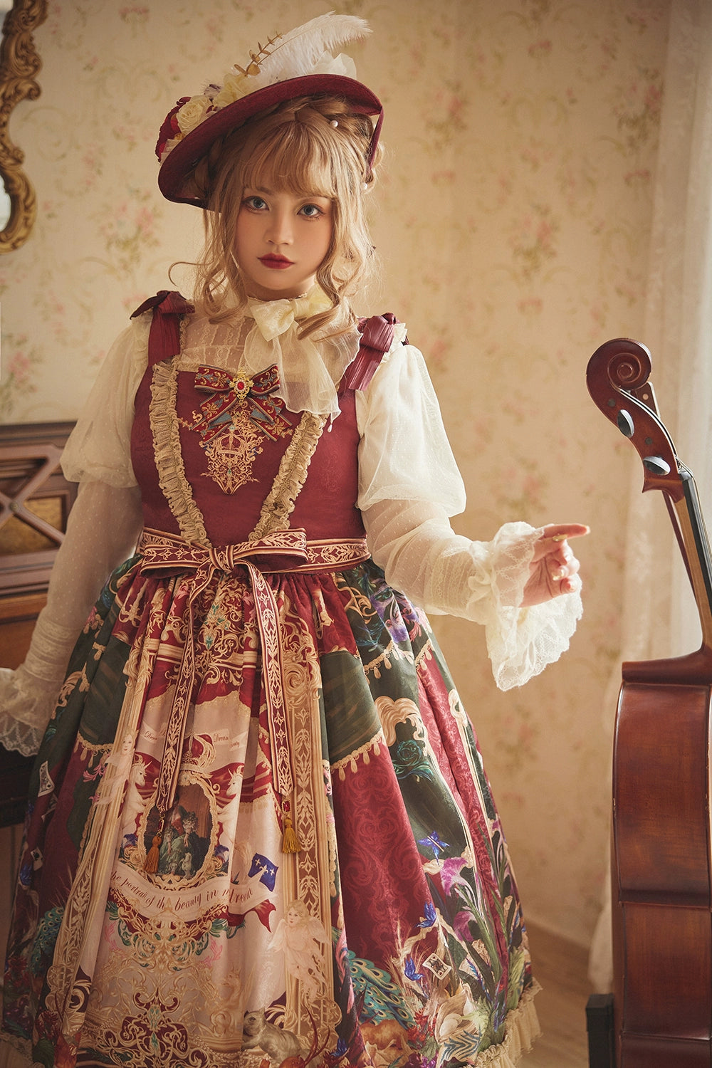 Miss Point~Kaleidoscope~Retro Lolita Dress Oil Painting Print JSK Dress Customized 35394:488286