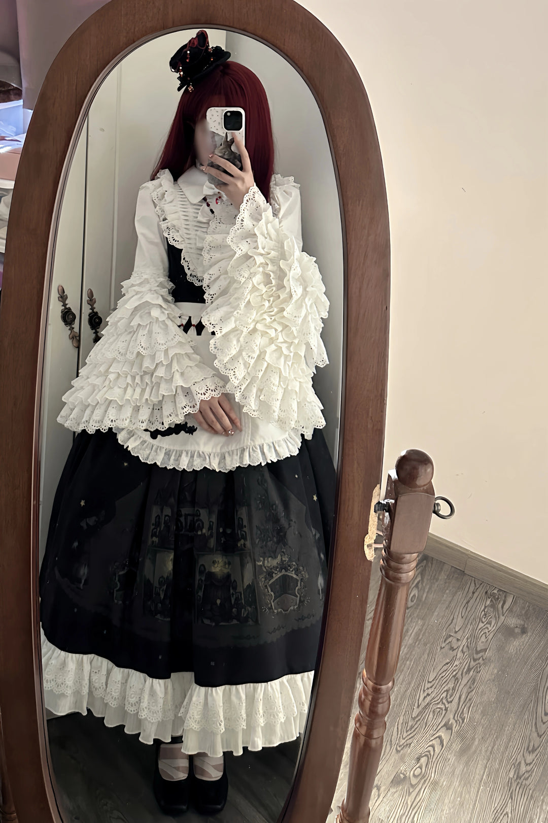 Dark Circle Clinic~Barbara Manor Night~Gothic Lolita JSK Pleated Floral Print Lolita Dress   