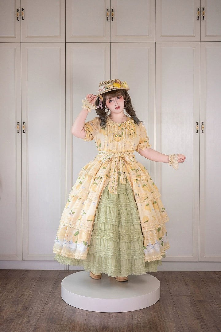 Miss Point~Lemon Chick~Country Lolita Printed OP With Button Front 42984:760420