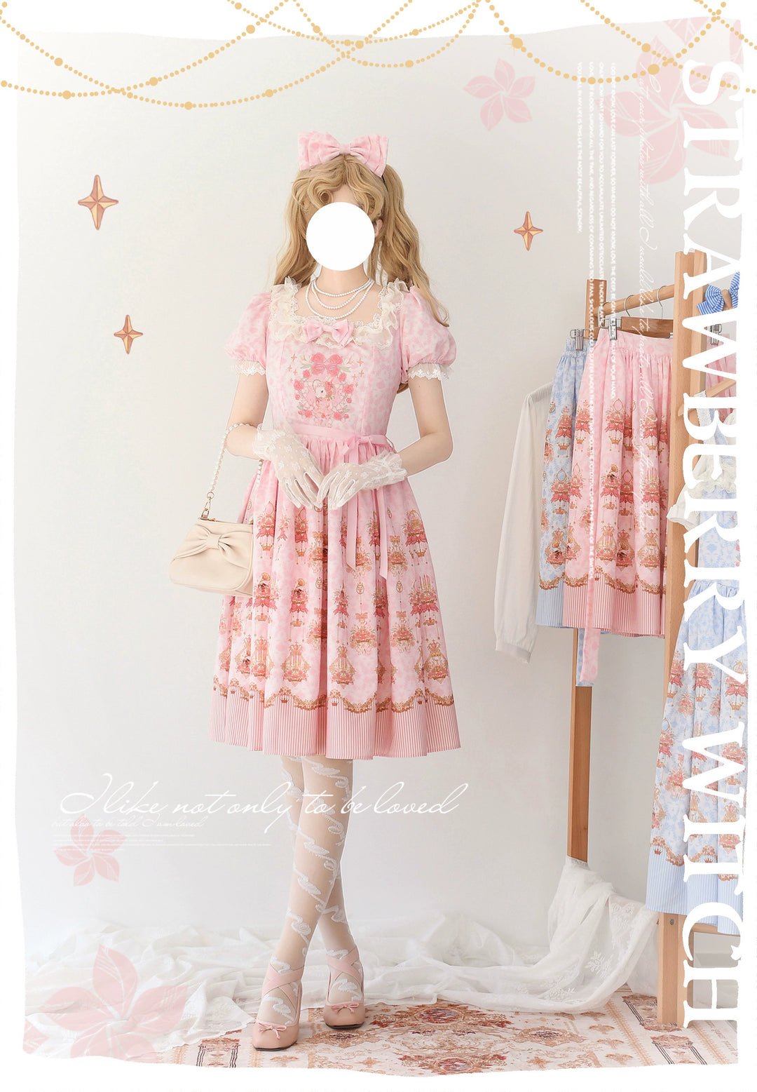 Strawberry Witch~Rose Garden Bunny~Daily Lolita Rose Bunny Printing OP JSK Dress Set