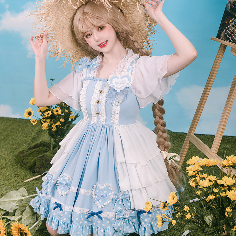 OCELOT~Wave Heart Robbery~Sweet Lolita Summer Sky Blue Dress   