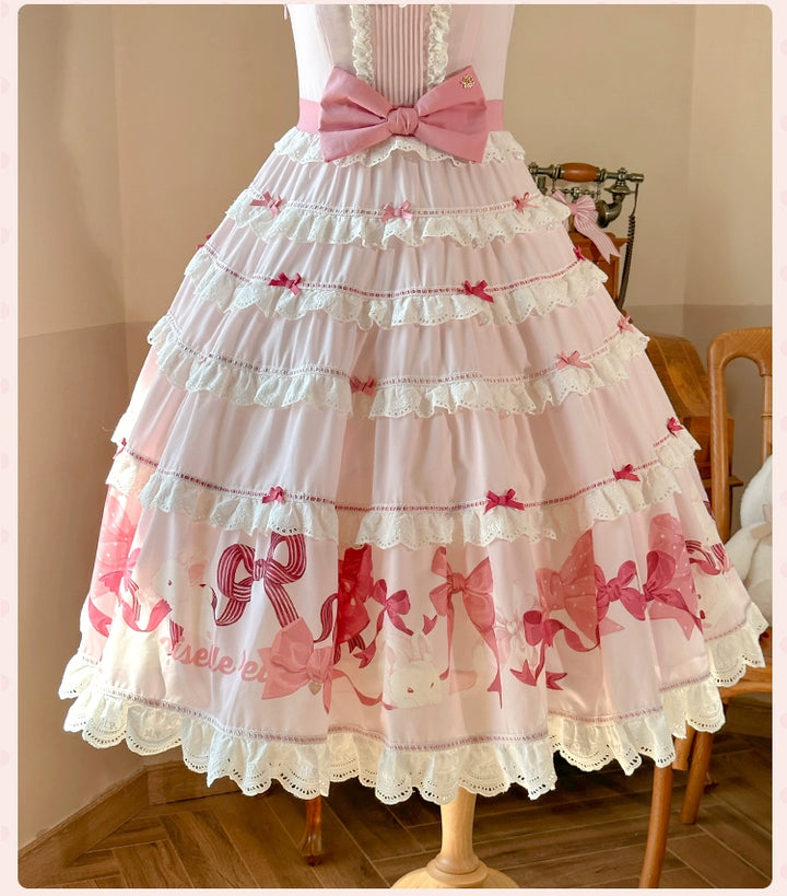Mademoiselle Pearl~Bow Rabbit~IP Collab Sweet Lolita OP in Multiple Styles 43054:763904