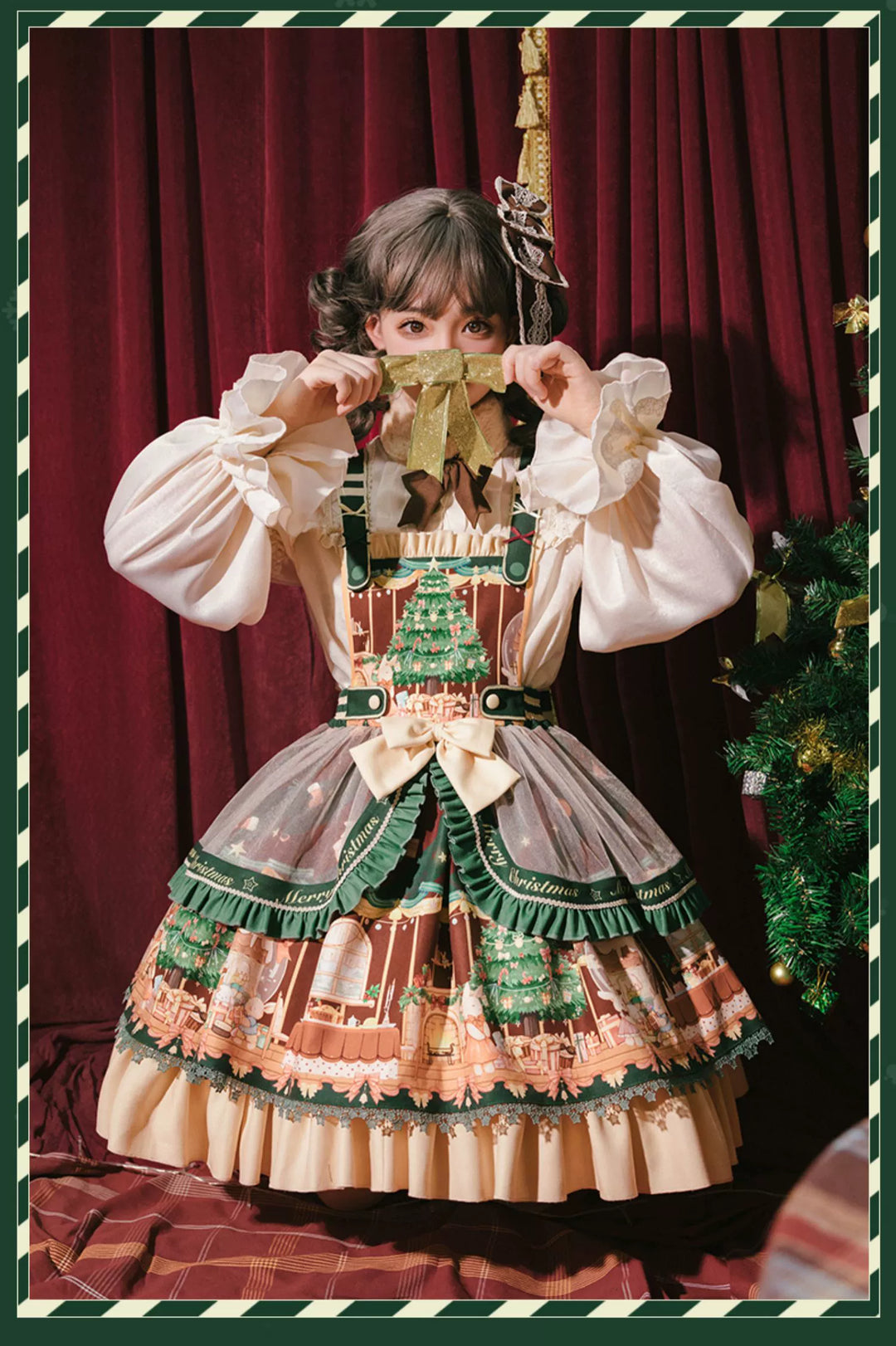 YingLuoFu~Christmas Tale~Christmas Sweet Lolita Salopette Daily Lolita Dress   