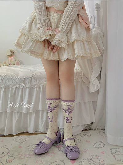 Roji Roji~Kawaii Lolita Bow Cotton Short Socks   