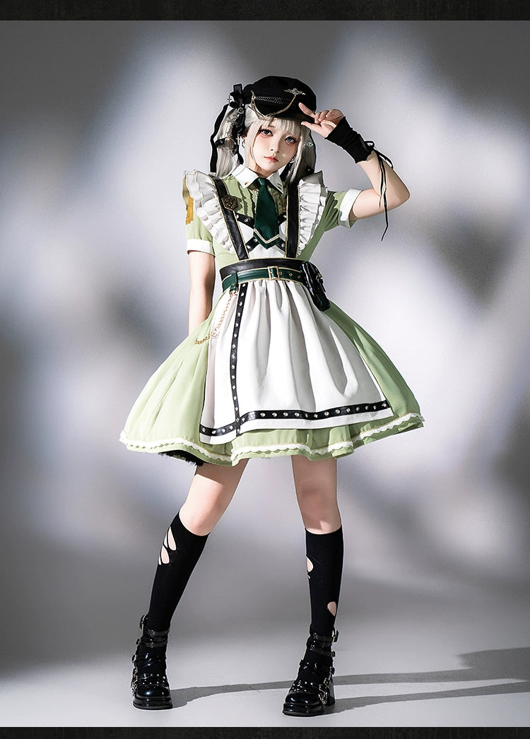 Forest Fluorescent Carps~Girl's Weapon~Military-Inspired Maid Lolita OP Suit
