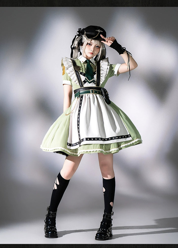 Forest Fluorescent Carps~Girl's Weapon~Military-Inspired Maid Lolita OP Suit