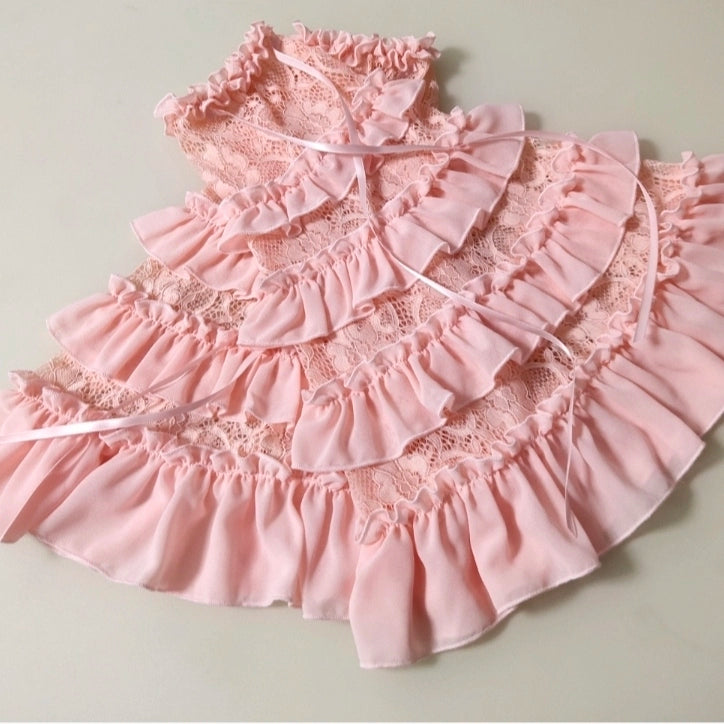 Yami - Elegant Lolita Hime Sleeves Ruffled Chiffon Sleeves Pink