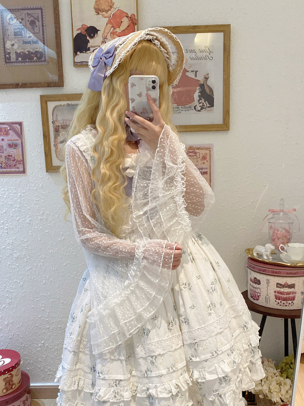 Magic Tea Party~Flower~Classic Lolita Tulle Cardigan with Princess-Sleeves