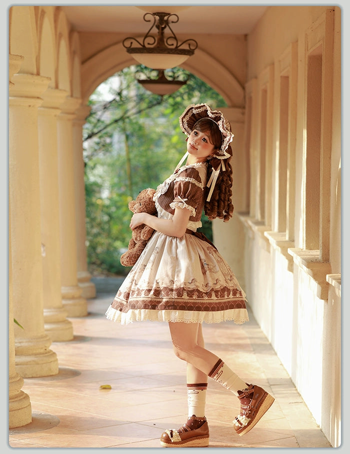 Alice Girl~Sea Salt Fairytale~Sweet Doll-like Lolita OP Animal Printed Lolita Dress 40674:672830