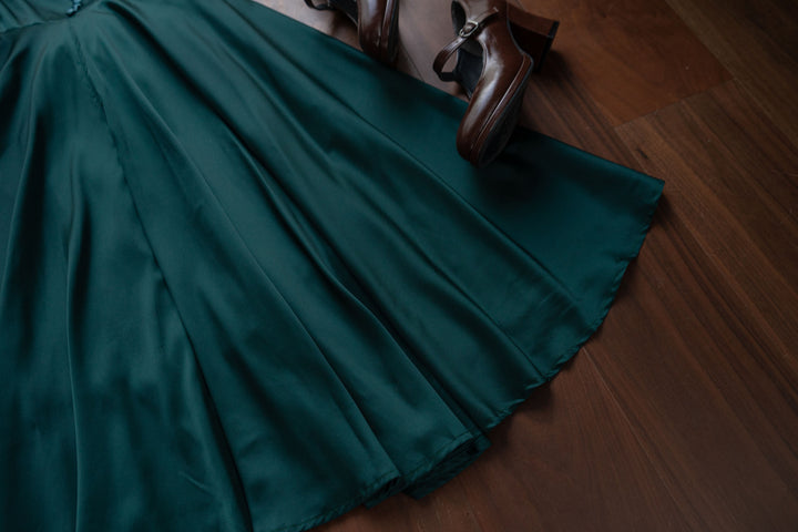 Airfreeing~To Herben~Elegant Lolita JSK Dress Ruffle Collar and Round Collar JSK Dress Set round collar JSK only (without the cape) S dark green