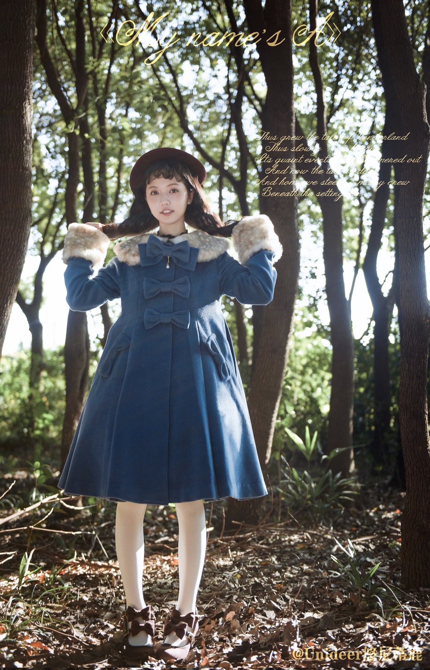 (Buyforme)Unideer~Casual Lolita Winter Wool Down Coat Multicolors S fog blue 