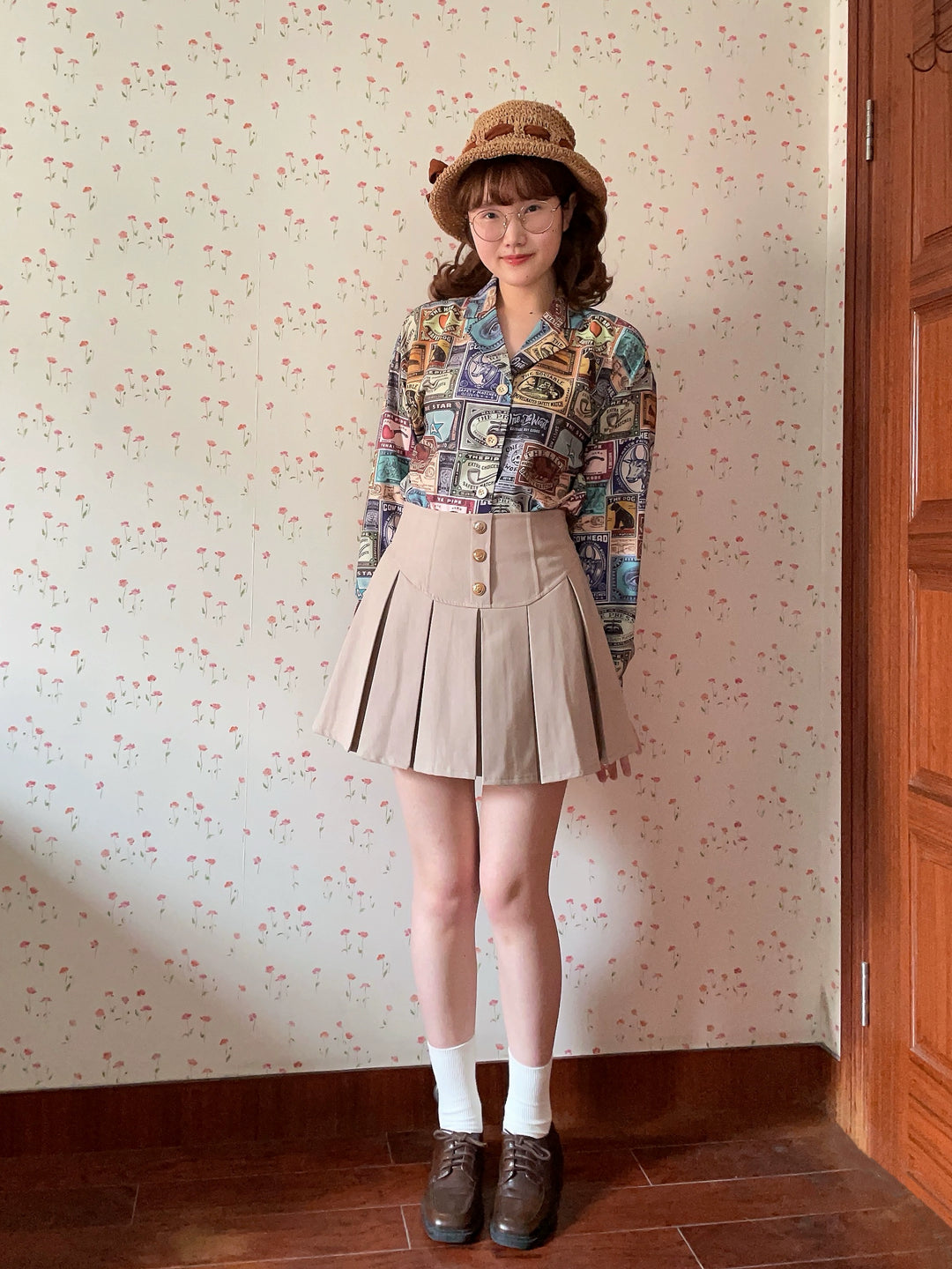 Miss Cube - Antique Label - Retro Lolita Shirt American Customized Loose Print Blouse