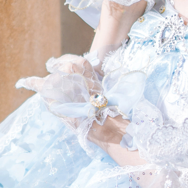 Cat Fair - Sakura Girl - Wedding Lolita Hair Accessories Bridal Hat Veil Blue gloves