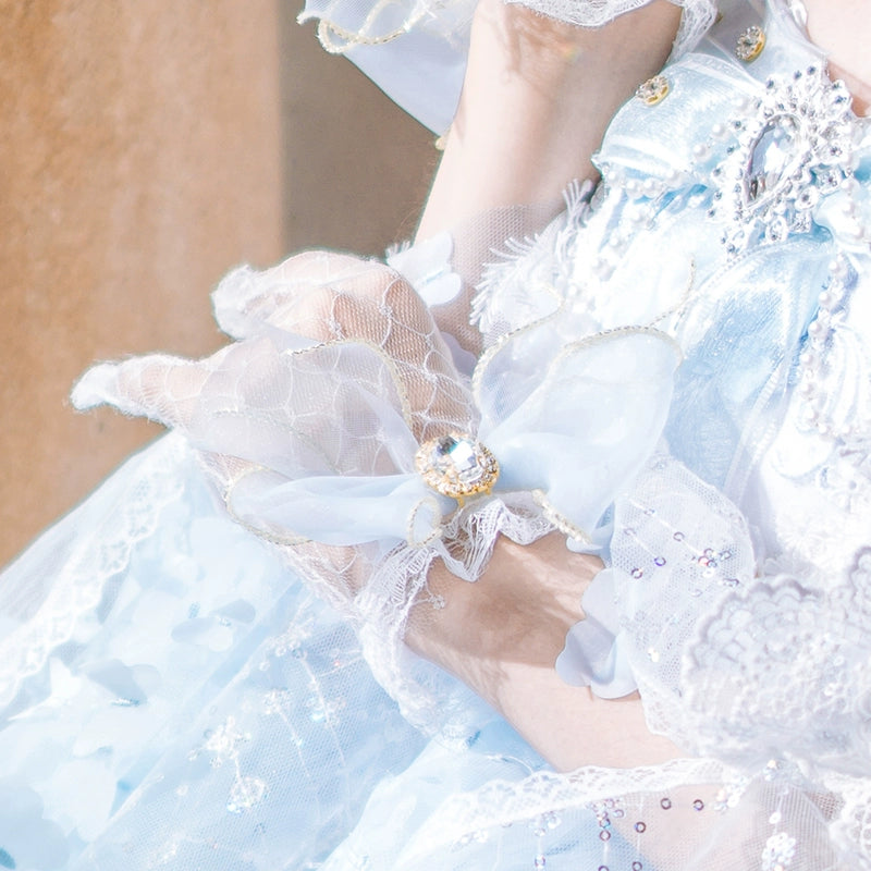 (BFM)Cat Fair~Sakura Girl~Wedding Lolita Hair Accessories Bridal Hat Veil Blue gloves  