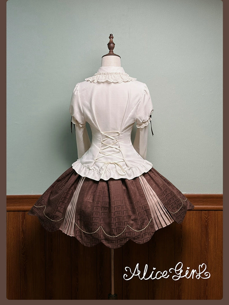 Alice Girl - Bear Chocolate Slab - Classic Lolita Pleated JSK & SK Dress, Side Zipper