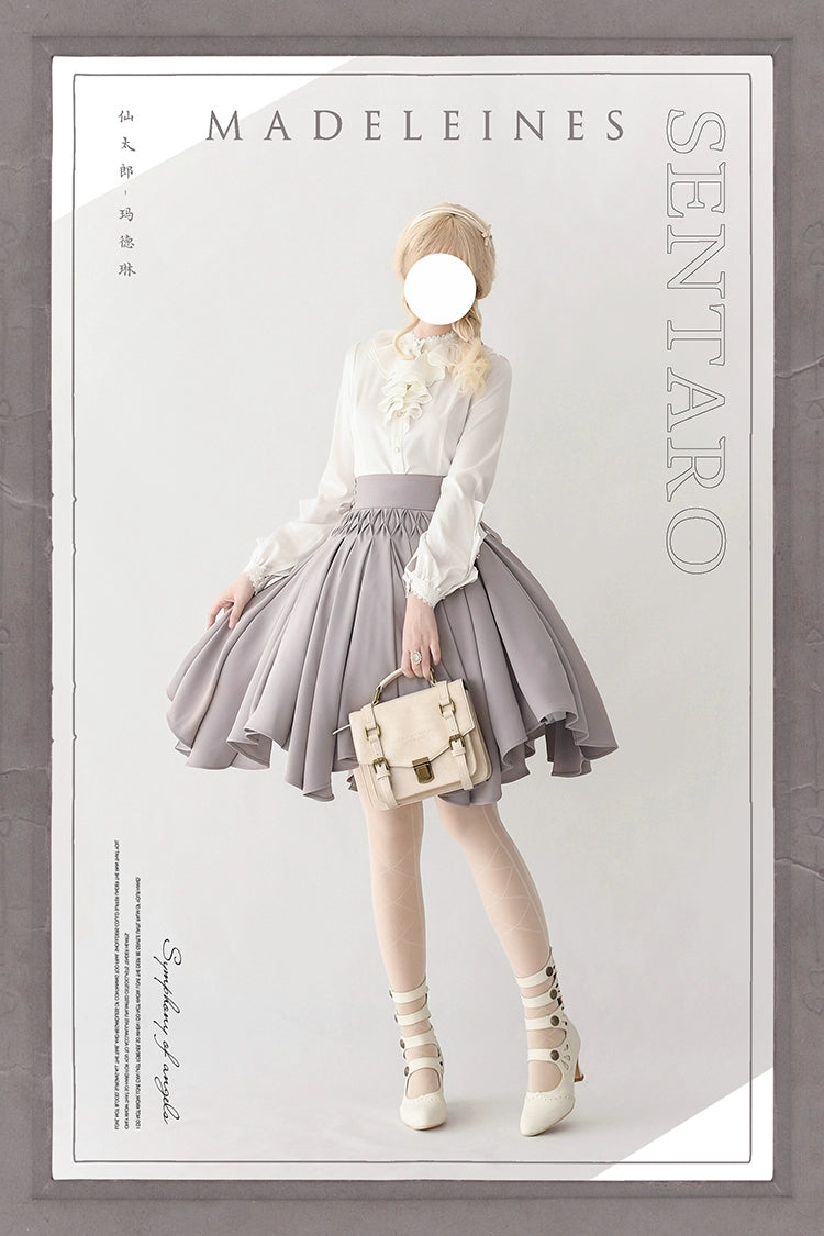 Sentaro~Pleated Irregular Knit Floral Slim Fit Vest and Half Skirt Set 37628:574930
