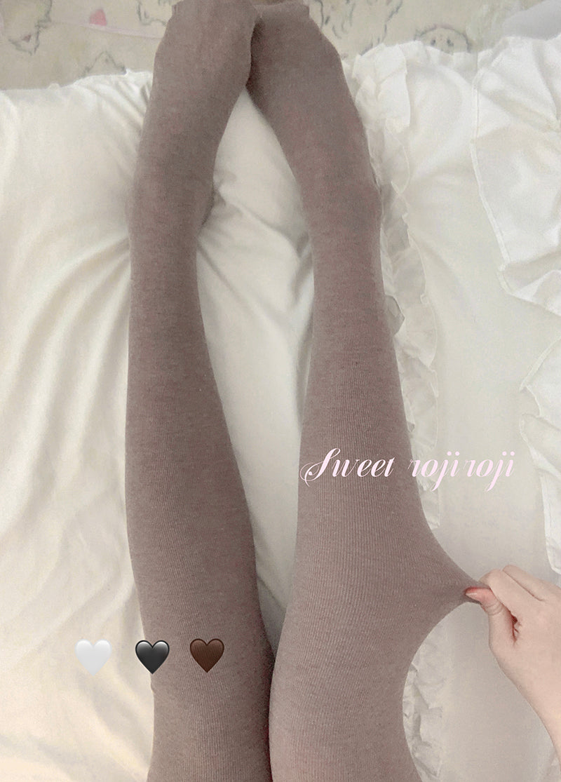 Roji roji~Cotton Lolita Pantyhose Thickened Winter Pantyhose Leggings Fleece (recommended to wear above 10 degrees) Brown 