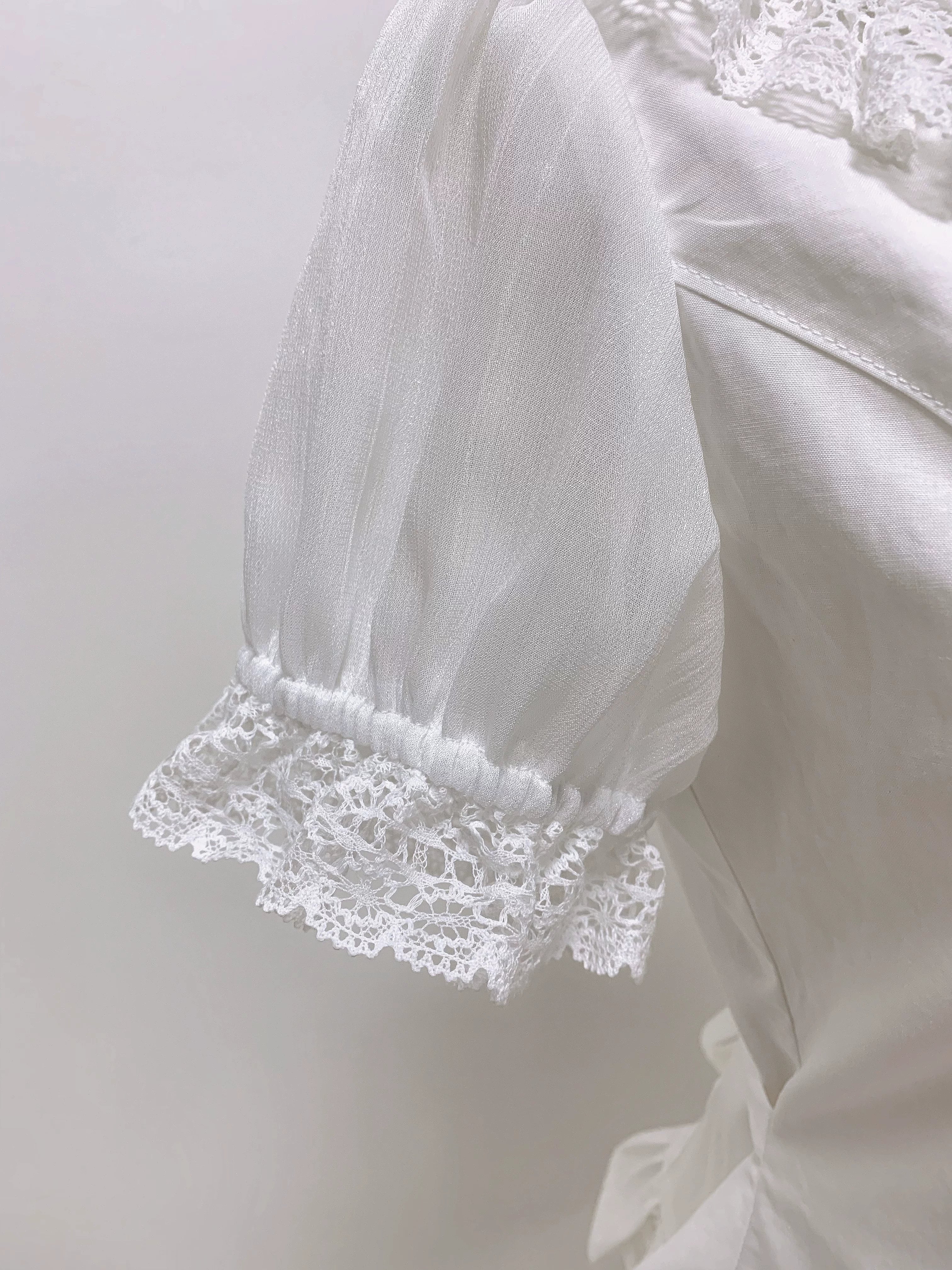 Ice Cream - Old School Lolita White Fitted Blouse with Bow 45602:854748