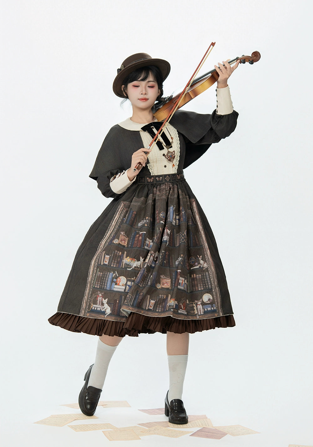 Miss Point - German Bookshelf - Classic Lolita OP Dress & Detachble Cape 44023:792398