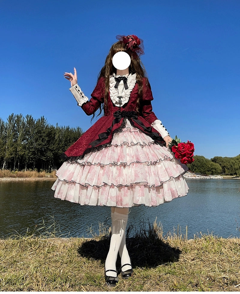 Buling Moon~Vintage Elegant Lolita OP Dress Black White Dress   