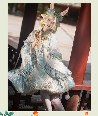 NanshengGe~Touch The Moon~Han Lolita Plus Size Rabbit Embroidery Dress   
