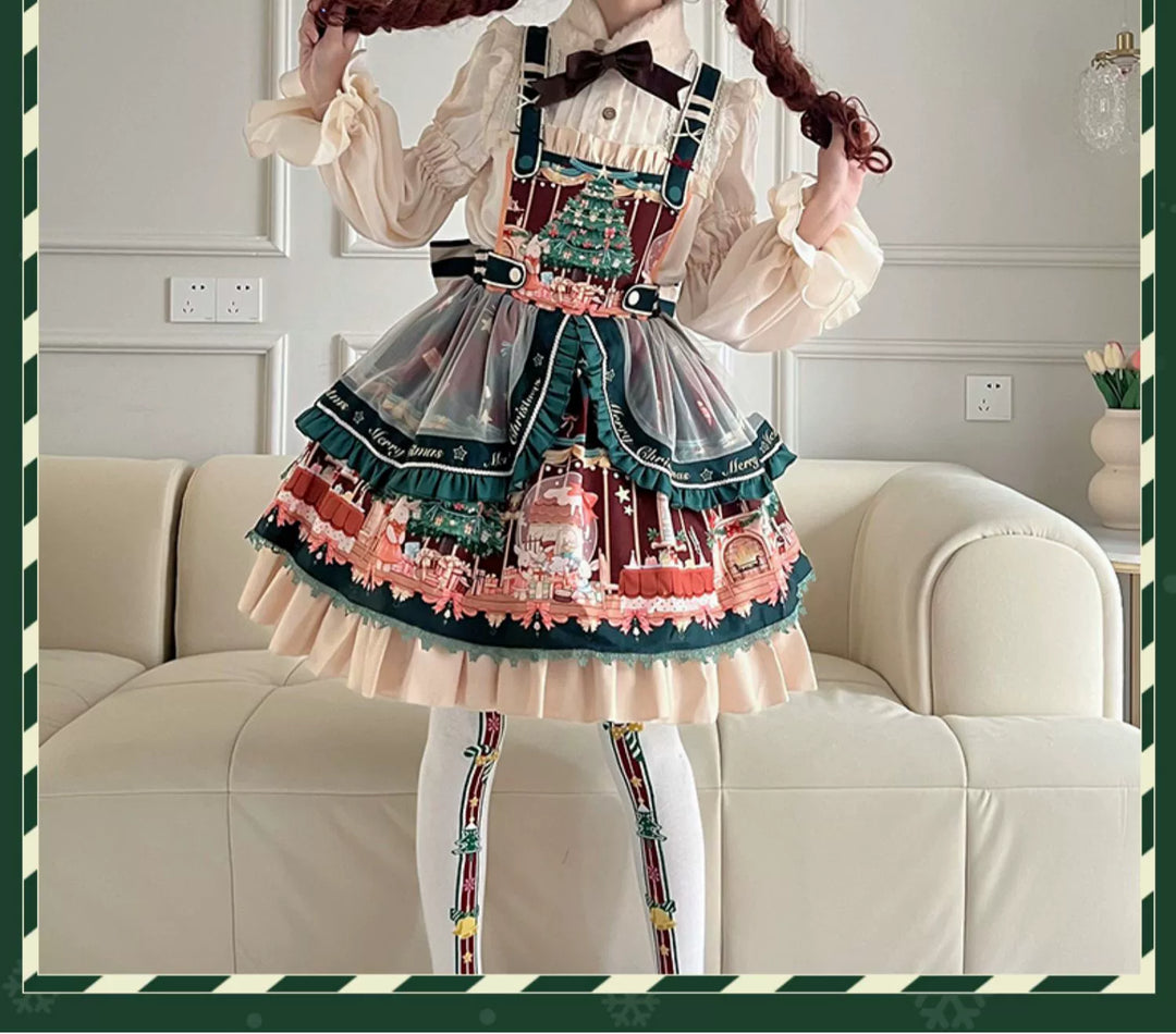 YingLuoFu~Christmas Tale~Christmas Sweet Lolita Salopette Daily Lolita Dress   