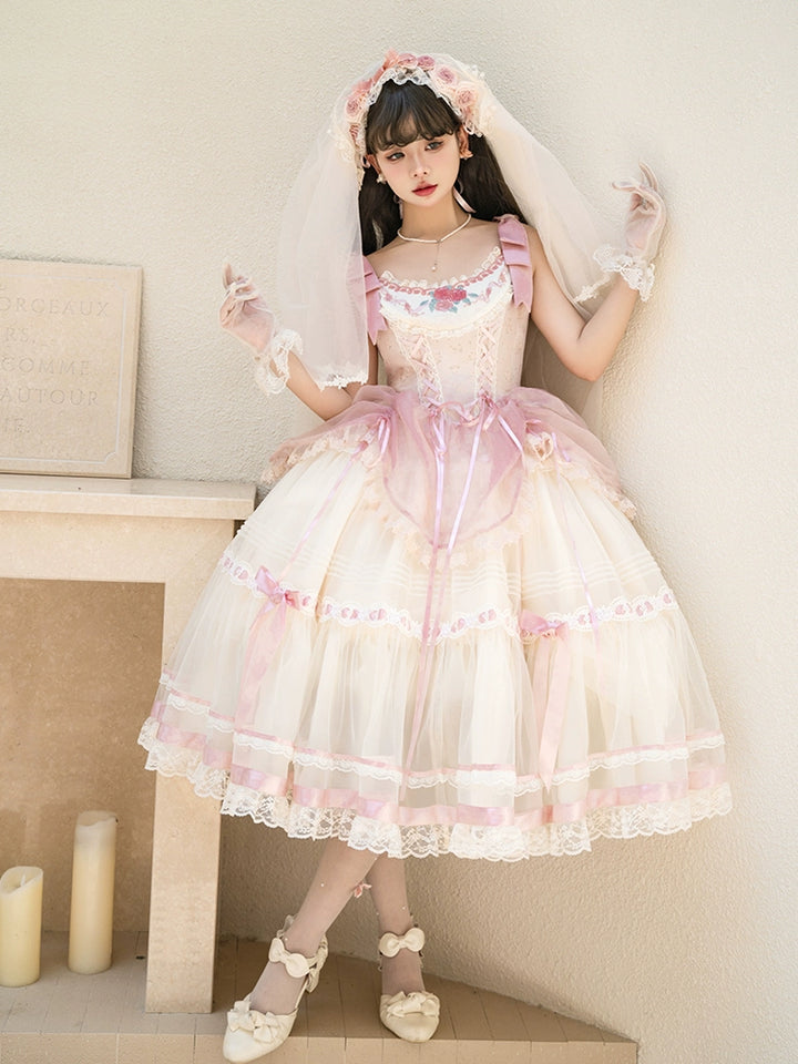 Mademoiselle Pearl~Silk Ballet~Wedding Lolita JSK Dress Princess Ballet Dress   