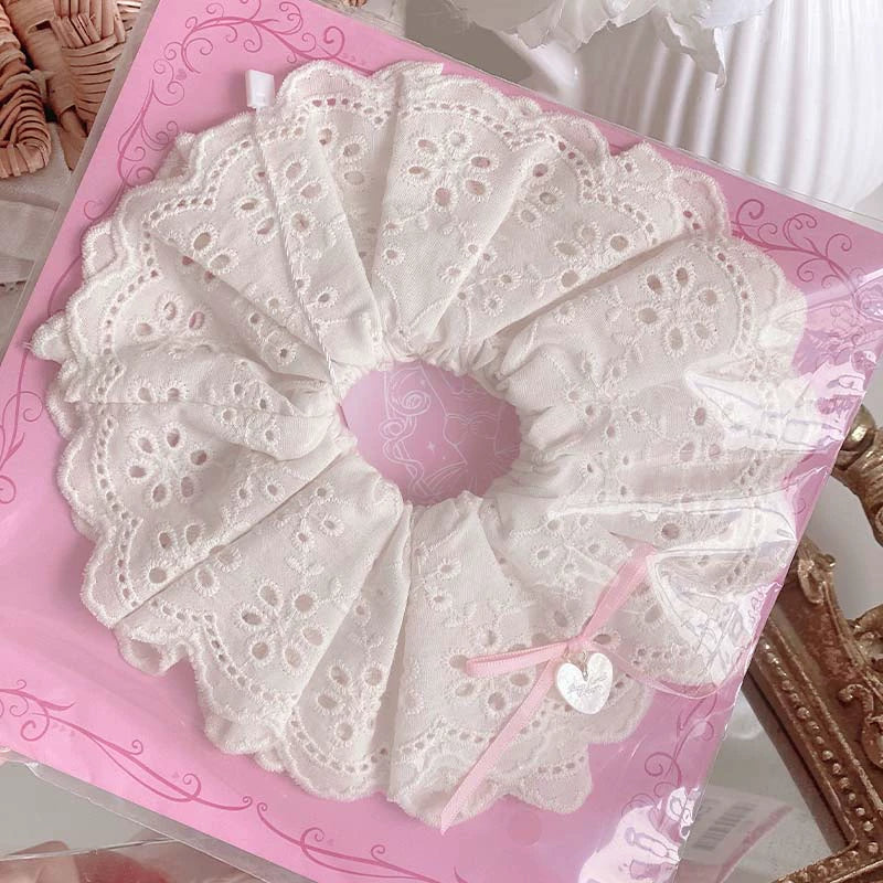 Pure Tea For Dream~Marshmallow Melody~Sweet Lolita Headdress Bow Hair Rope beige lace (pink ribbon bow)  