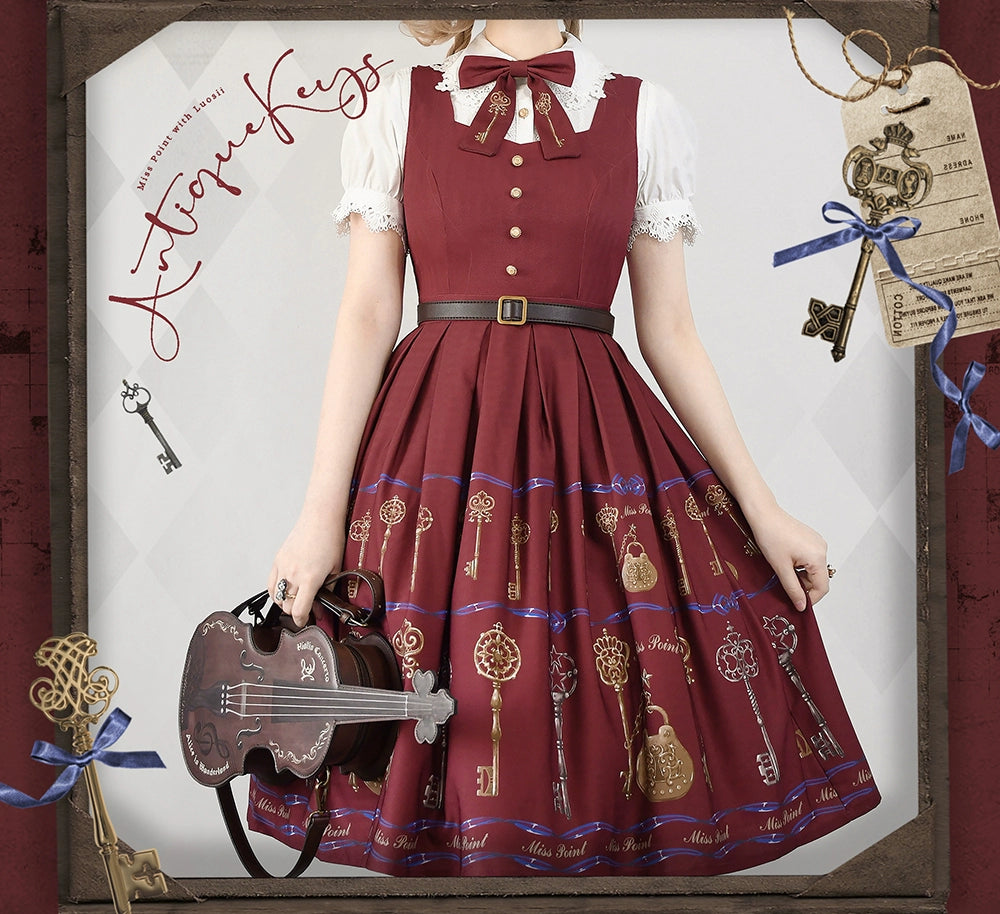 Miss Point~Antique Key~ Elegant Lolita JSK Retro Lolita Dress XS Wine red 