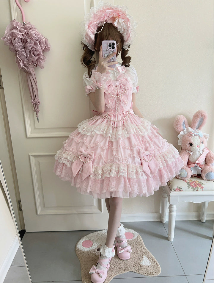 Mengfuzi~Showa Doll~Old School Lolita JSK Dress Tiered Skirt