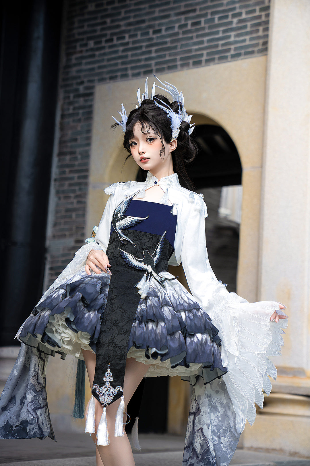 Letters from Unknown Star~Blue Feather Sparrow~Qi Lolita JSK Set with Bolero