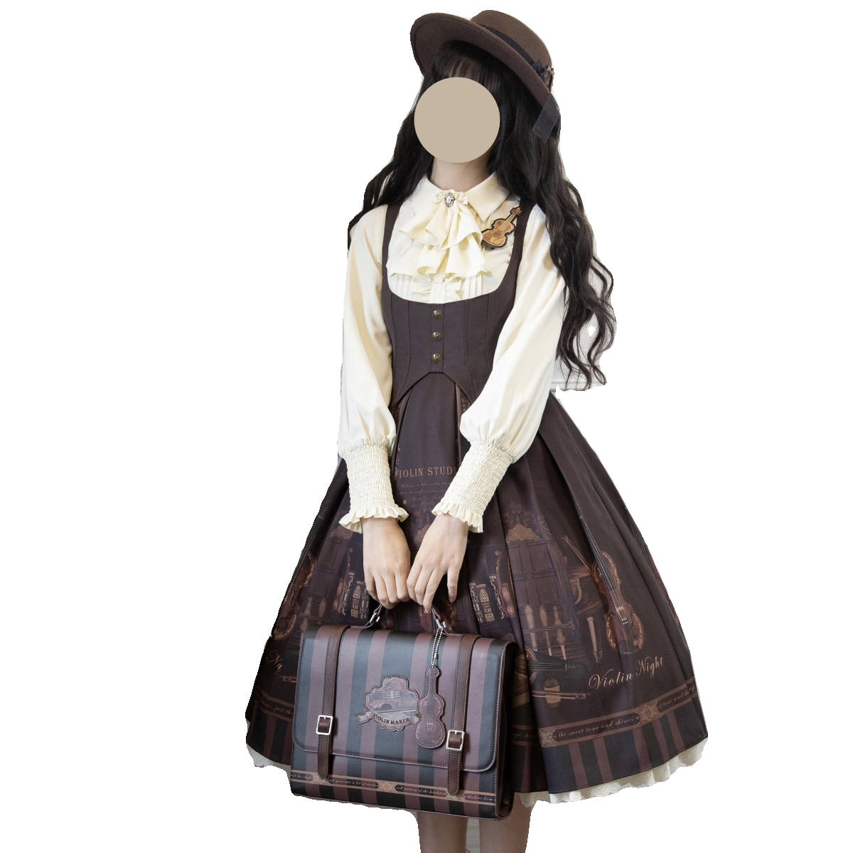 Alice in Wonderland~The Dream of Violin~Vintage Lolita Blouse Beige Classic Lolita Shirt   