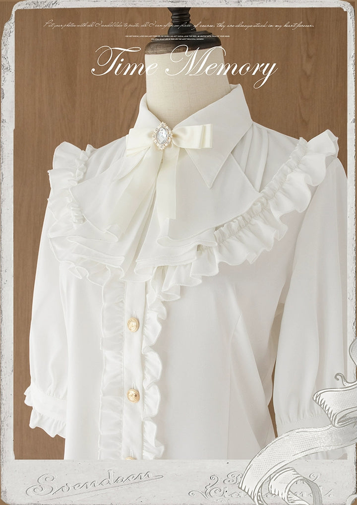 Time Memory~Earl Girl~Chiffon Classic Lolita Shirt with Mid-Length Mutton Sleeves 42822:754457
