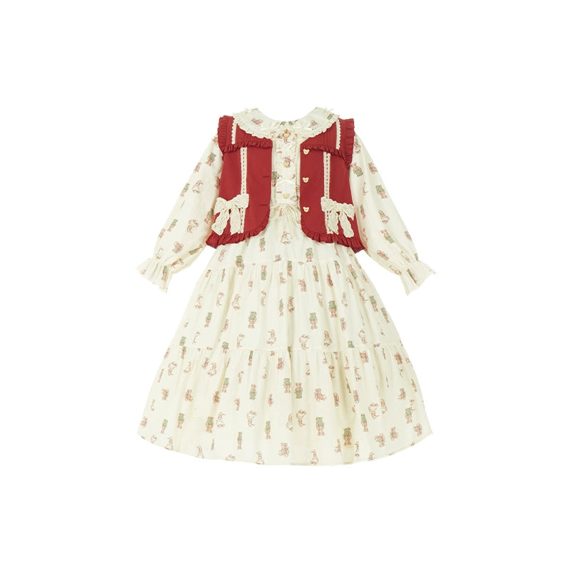 (Buyforme)With Puji~PH-Style 3-tiered Lolita OP and Vest S op+vest set 