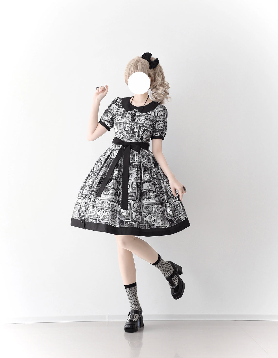 Miss Cube - Antique Label - Retro Lolita OP Dress Short Sleeve Dress