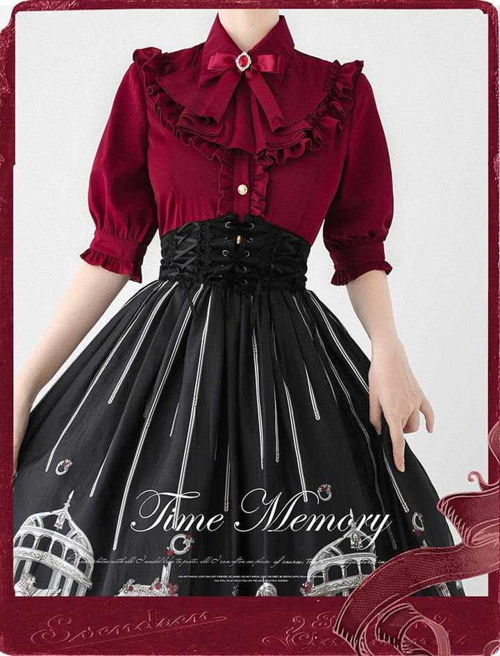 Time Memory~Earl Girl~Chiffon Classic Lolita Shirt with Mid-Length Mutton Sleeves