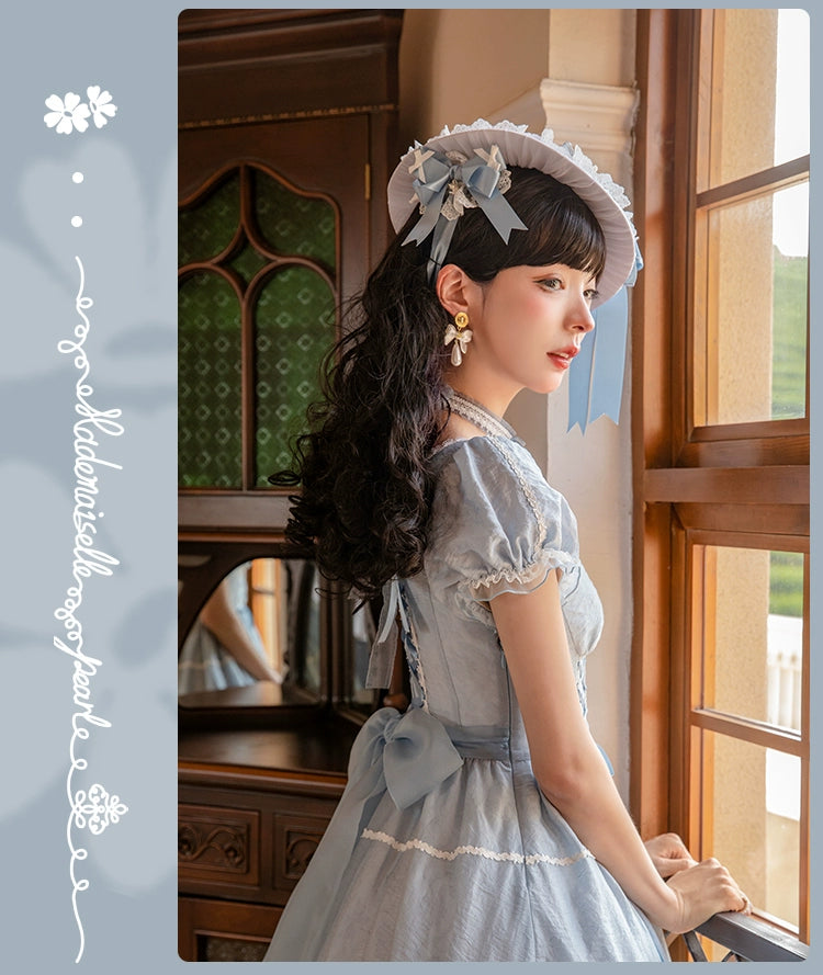 Mademoiselle Pearl~Antique Porcelain~Vintage Lolita Hat Elegant Brooch Choker   