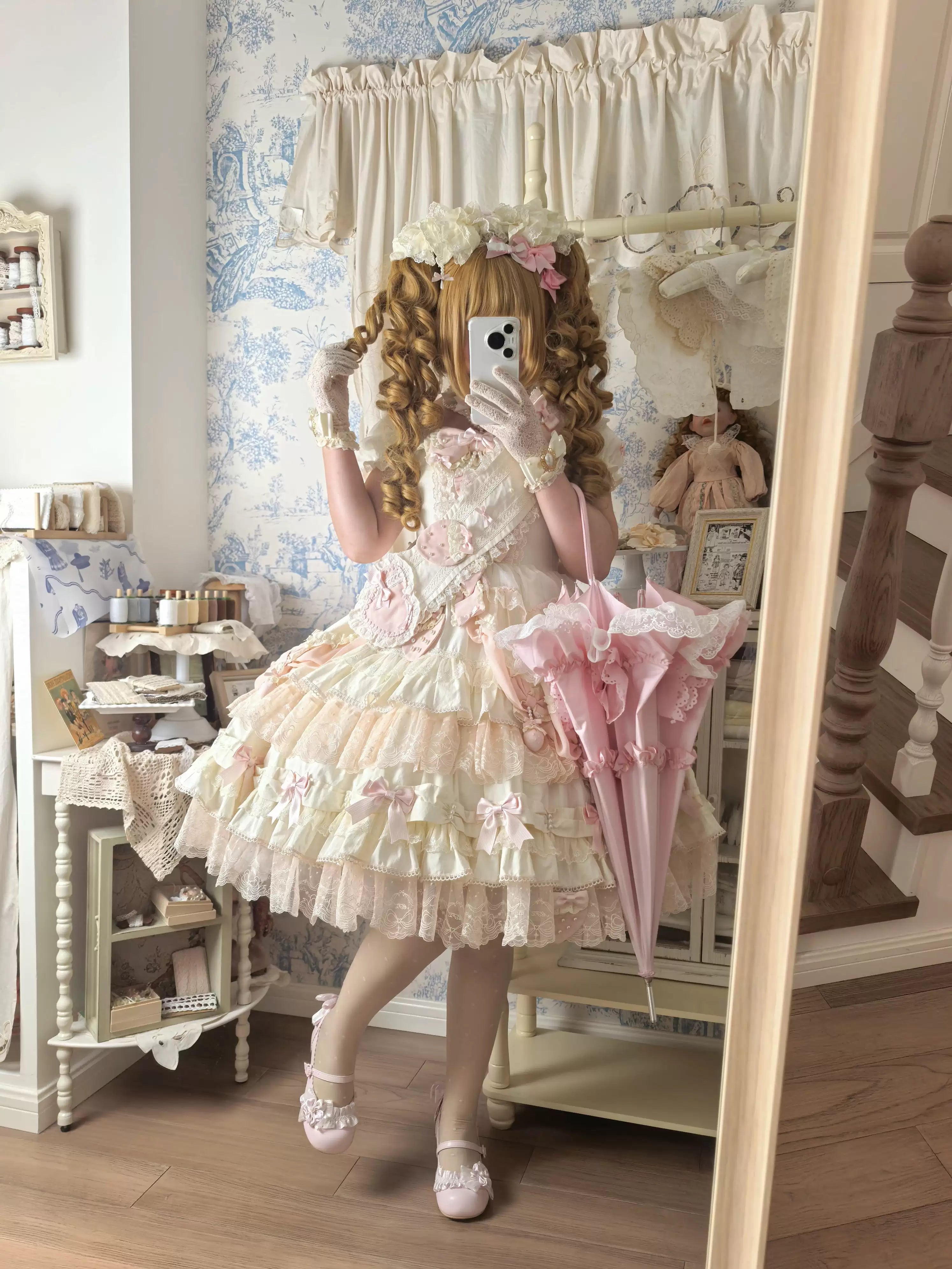 Moonlit Sakura - Sweet Lolita Round-toe Heel Shoes, Floral Accent 45385:846005
