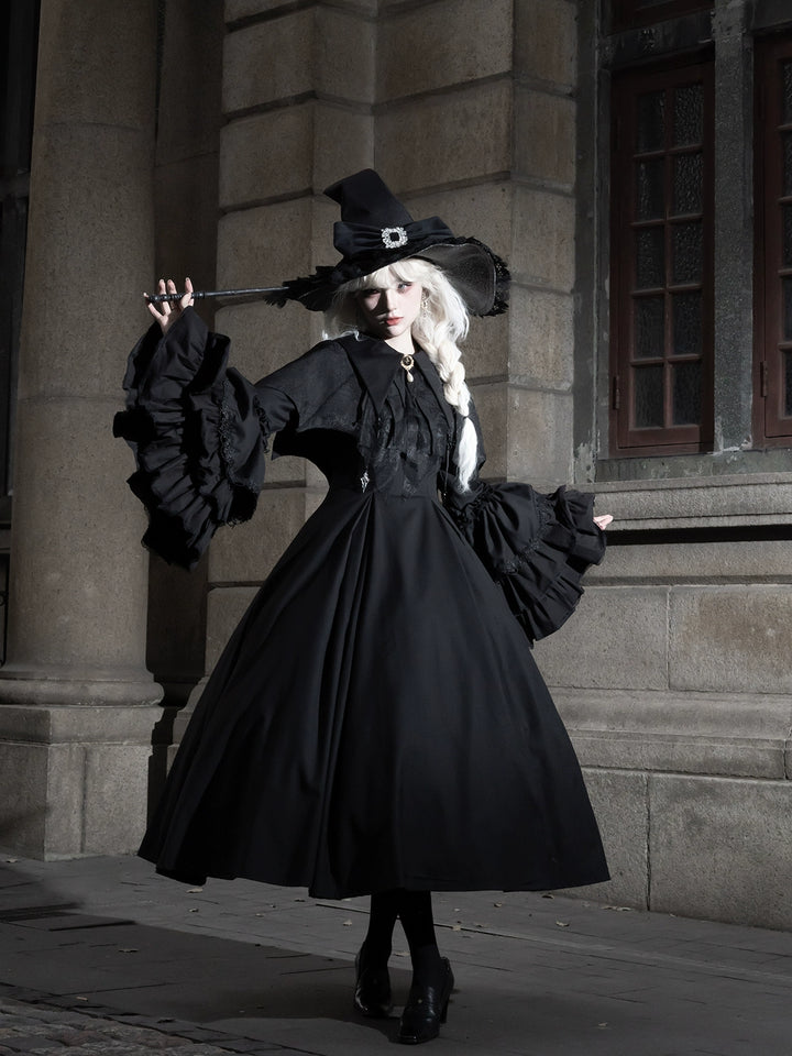 Muppet Mind Ben~Garden Witch~Gothic Lolita Dress Outfit Pointed Collar OP Batwing Cape 41414:772161