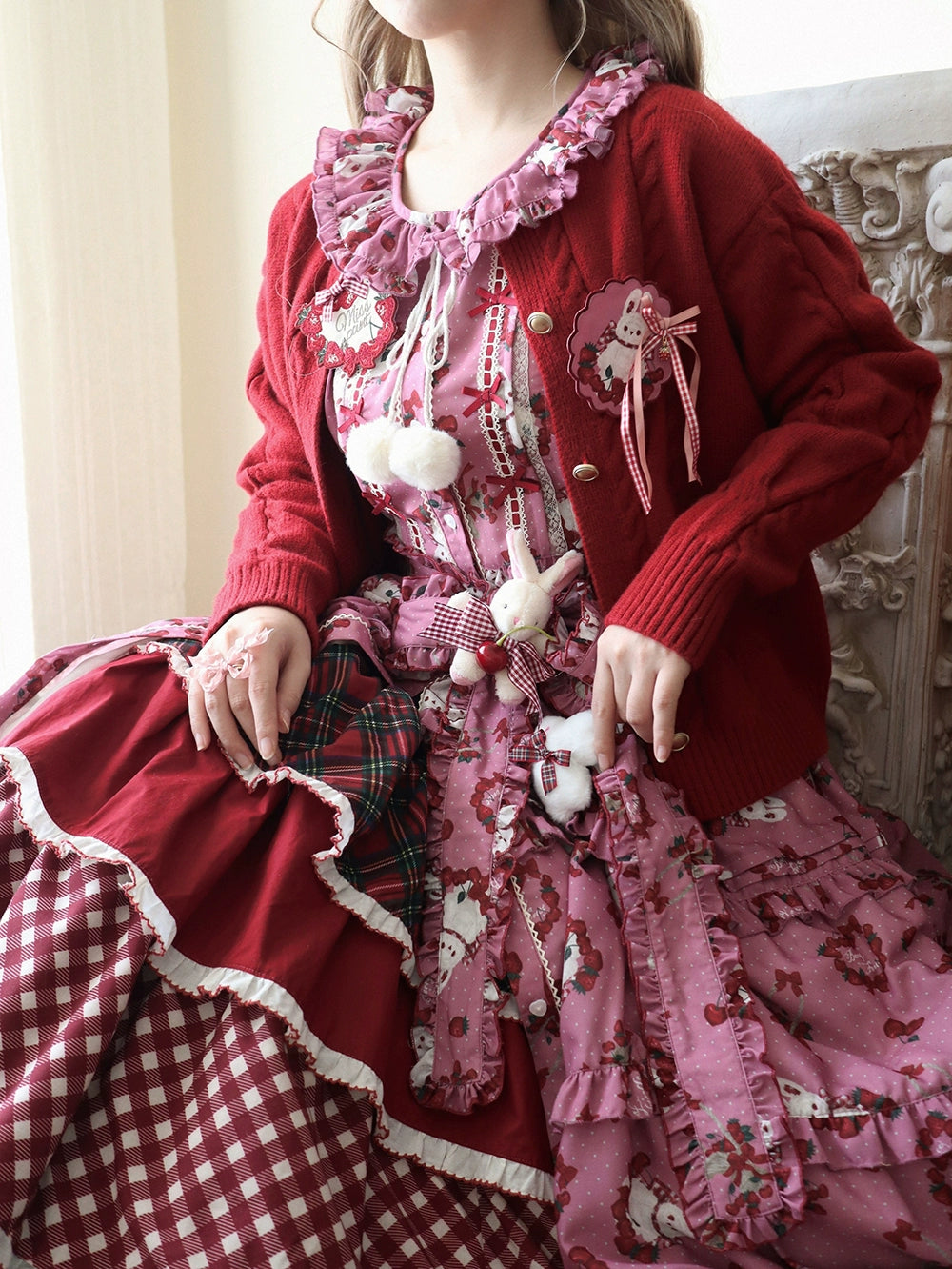 Miss Point - Forest Berry Bunny - Sweet Lolita Plaid Skirt Tiered Ruffles Spring SK 42080:725200