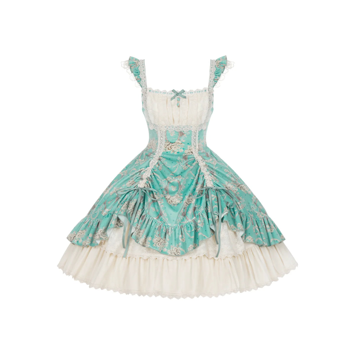 Old Courtyard Floral Letter - Classic Lolita Printed JSK Dress Set, Drawstring Lift-up Hem (L M S) 46102:875273