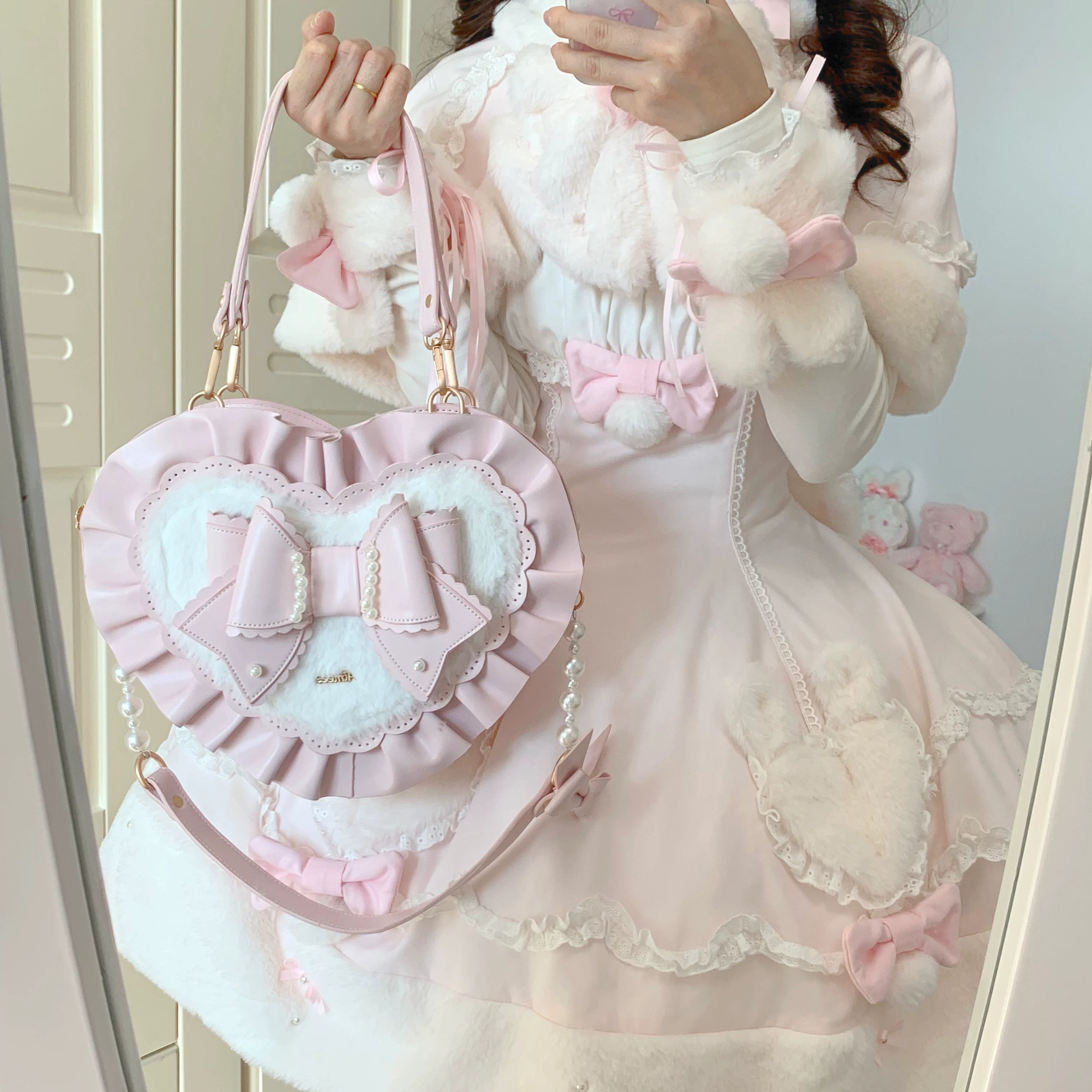 Small Gift Box - Sweet Lolita Heart Handbag, Bow Accent 44535:811717
