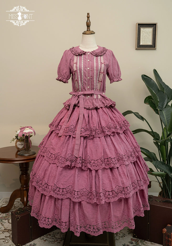 Miss Point~Forest Waltz~Classic Lolita Tiered Skirt Multi-layer Embroidered SK S Plum 4-layer skirt only 